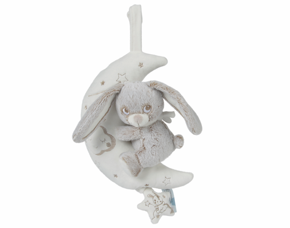  - louis - musical plush rabbit moon white 30 cm 